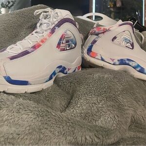 Fila White and Blue Chunky Sneakers with Logo